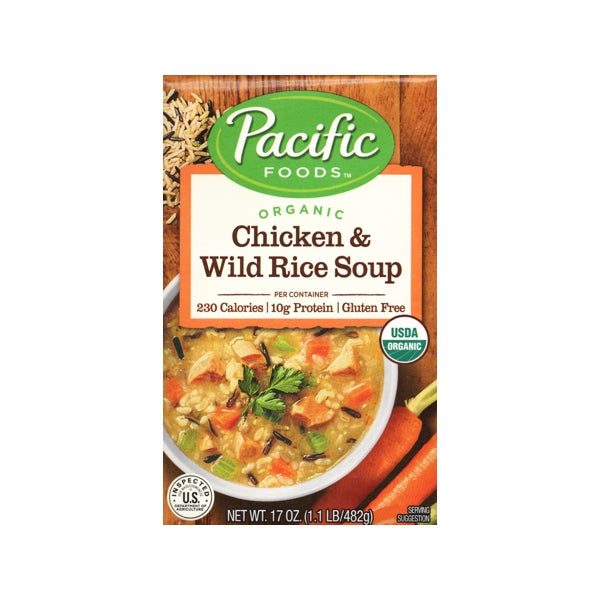 Case of 12 - Pacific Foods Organic Chicken and Wild Rice Soup Carton (Net wt. 17 oz.)