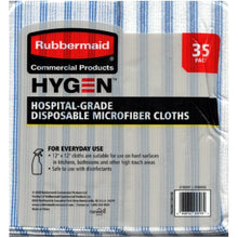 Load image into Gallery viewer, Rubbermaid Hygen 12&quot; x 12&quot; Disposable Microfiber Cloths - Hospital Grade (35 Pack)
