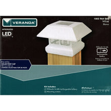 Load image into Gallery viewer, Veranda 4&quot; x 4&quot; LED Solar Post Cap - White (1 Count) Designed to Fit on Top of Wood Fence Posts
