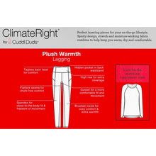 Load image into Gallery viewer, ClimateRight by Cuddl Duds Plush Warmth Leggings with Wide Waistband &amp; Pocket - Black (XS) Comfort Flatlock Seams, Tagless Label
