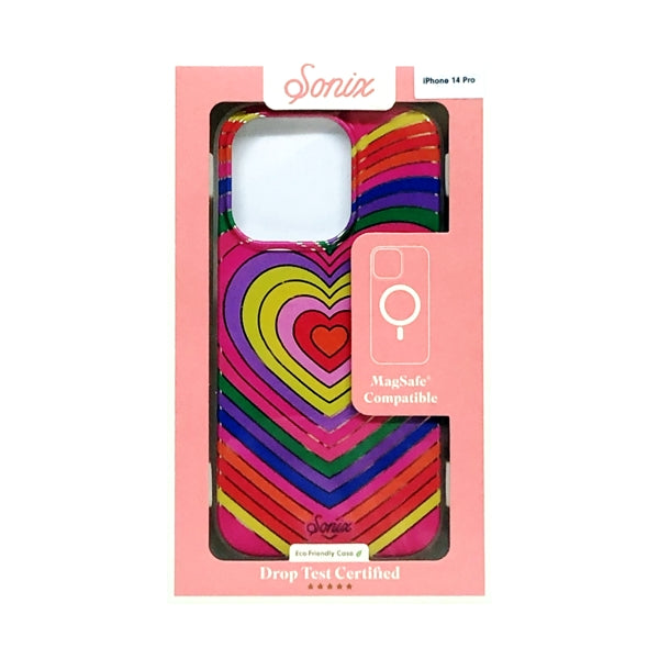 Sonix iPhone 14 Pro Protective Phone Case - Rainbow Hearts (MagSafe Compatible) Drop Test Certified