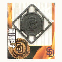 Load image into Gallery viewer, Pangea San Diego Padres Cast Iron BBQ Meat Brander (4&quot; x 4&quot;) Grill on Burgers, Chicken, Steaks
