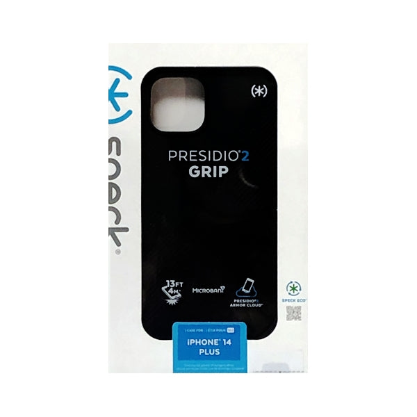 Speck iPhone 14 Plus Presidio with Grip Protective Phone Case (Black) Antimicrobial Protection