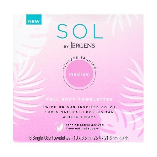 Sol by Jergens Sunless Tanning Full Body Towelettes - Medium (6 Pack)