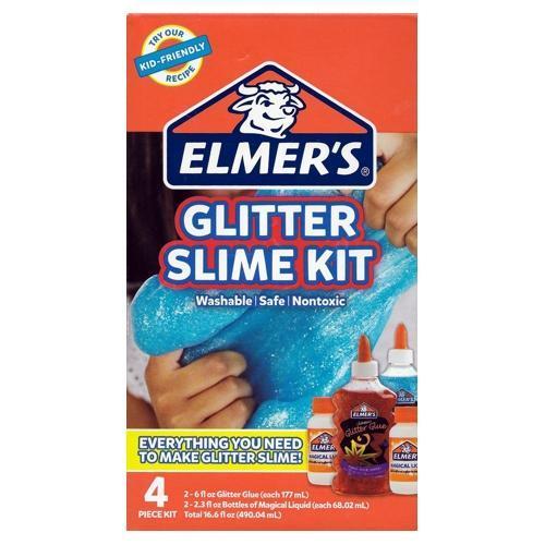 Elmer's Glitter Slime Bundle Kit - Make Your Own Slime (4-Piece Kit) Blue/Red Glue