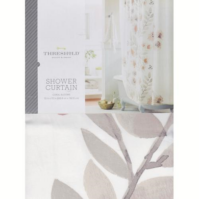 Coral Blooms Flat Weave Fabric Shower Curtain (72