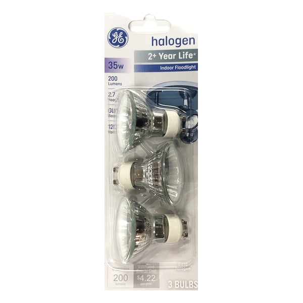 GE 35 Watt GU10 Halogen Indoor Flood Light Bulbs - Warm White (3 Pack)