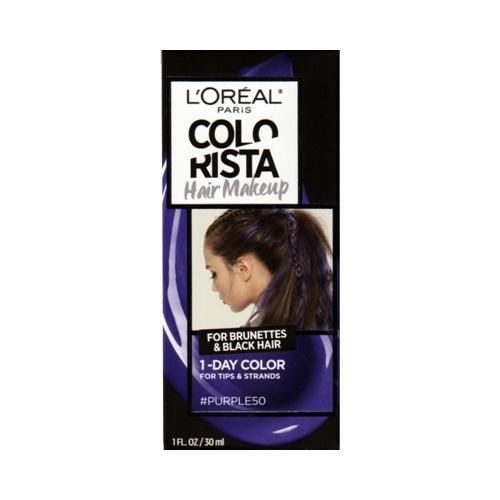 L'Oreal Colorista Hair Makeup Temporary 1-Day Hair Color Kit (Purple50) For Brunettes & Black Hair