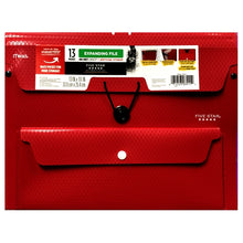 Load image into Gallery viewer, Mead Five Star 13-Pocket Poly Expanding File Organizer with Front &amp; Rear Storage Pockets - Red (13&quot; x 10&quot; x 1.5&quot;) 400 Sheet Capacity
