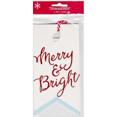 Merry & Bright Christmas Large Gift Tags with Strings (4 Pack) with Free Local Delivery in Champaign & Vermilion County IL.