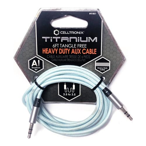Celltronix Titanium Heavy Duty Auxiliary Stereo Audio Cable - 3.5mm Jack Male to Male (6 ft.)