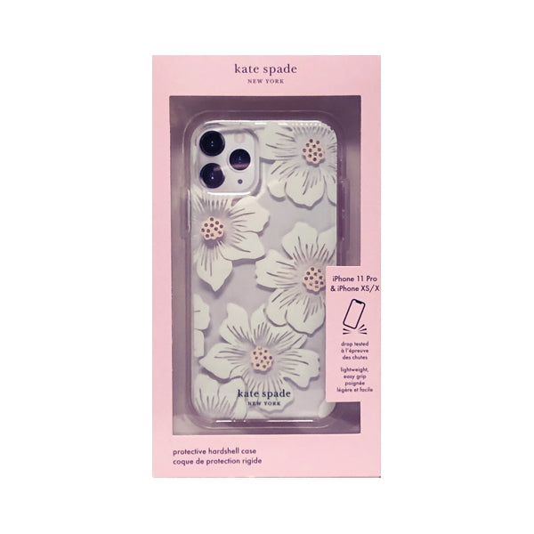 Kate Spade iPhone 11 Pro Protective Hardshell Phone Case - Clear/Hollyhock Floral (KSIPH-171-HHCCS) Also fits iPhone XS, iPhone X