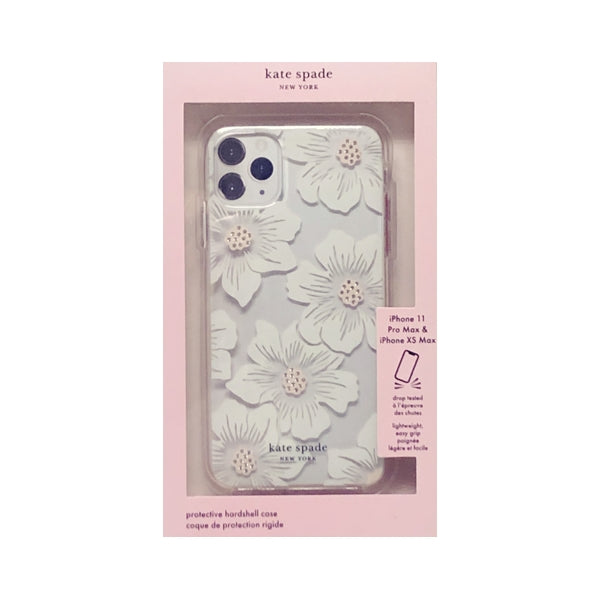 Kate Spade iPhone 11 Pro Max Protective Hardshell Phone Case - Clear/Hollyhock Floral (KSIPH-173-HHCCS) Also fits iPhone XS Max