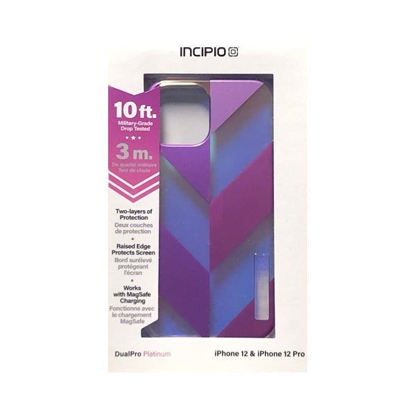 Incipio DualPro Platinum Dual-Layer Protective Phone Case for iPhone 12/12 Pro (Chevron Iridescent)