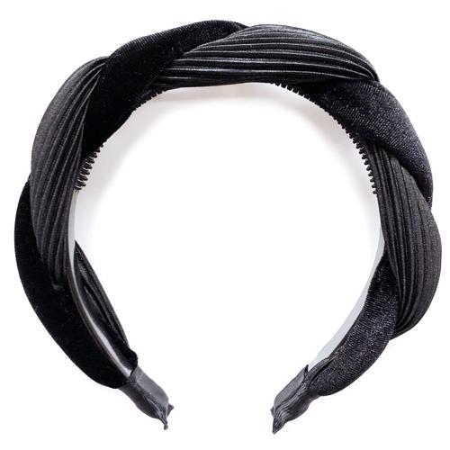 A New Day Satin/Velvet Twist Braid Plastic Headband - Black (1 Pack) All Day Hold