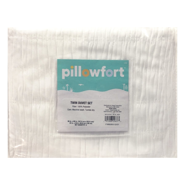 Pillowfort White Seersucker Duvet Cover & Pillow Sham Set (Twin)