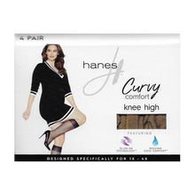 Load image into Gallery viewer, Curvy Comfort Reinforced Toe Knee Highs (4 Pair) Select Color
