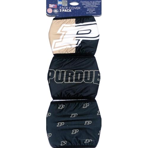 Purdue Boilermakers Cloth Face Masks with Ear Loops and Filter Pocket (3 Pack) Adult
