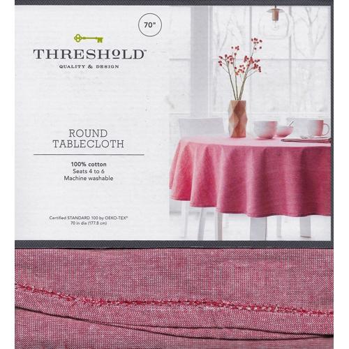 Threshold Chambray Hemstitch Round Table Cloth - Red (70
