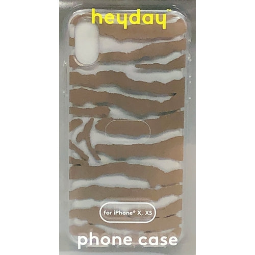 Heyday iPhone Clear Hard Shell Case with Rubber Bumpers - Gold Animal Print (For iPhone X, XS)