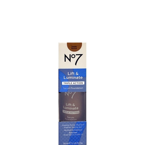 No7 Lift & Luminate Triple Action Serum Foundation - Deeply Bronze (Net 1 fl. oz.) SPF15 Sunscreen Protection