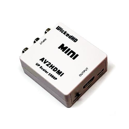 WickedHD Mini AV to HDMI Converter for TV, PC, DVD player, etc. (White)