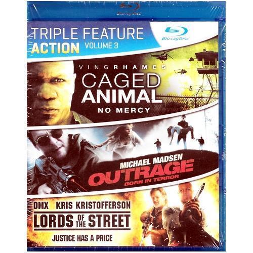 Caged Animal, Outrage & Lords of the Street - Triple Feature Action Vol. 3 (BluRay DVD Disc)