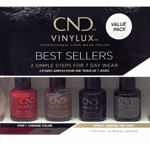 CND VINYLUX Best Sellers Long Wear Nail Polish Set - Rouge Red/Rubble & Long Wear Top Coats