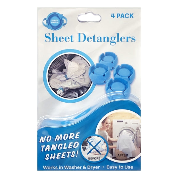 Sheet Simple Sheet Detanglers (4-Piece Set) No More Tangled Sheets, Works in Washer and Dryer