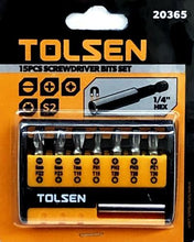 Load image into Gallery viewer, Tolsen 15-Piece 1/4&quot; Hex Screwdriver Bits Set with Storage Case (20365)
