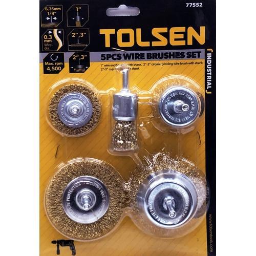 Tolsen Wire Wheel and Cup Brush Set (5 Pack)