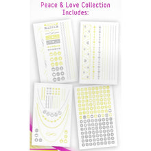 Load image into Gallery viewer, Hot Jewels Shimmer Metallic Jewelry Temporary Tattoos - Peace &amp; Love (4 Sheets) As Seen On TV
