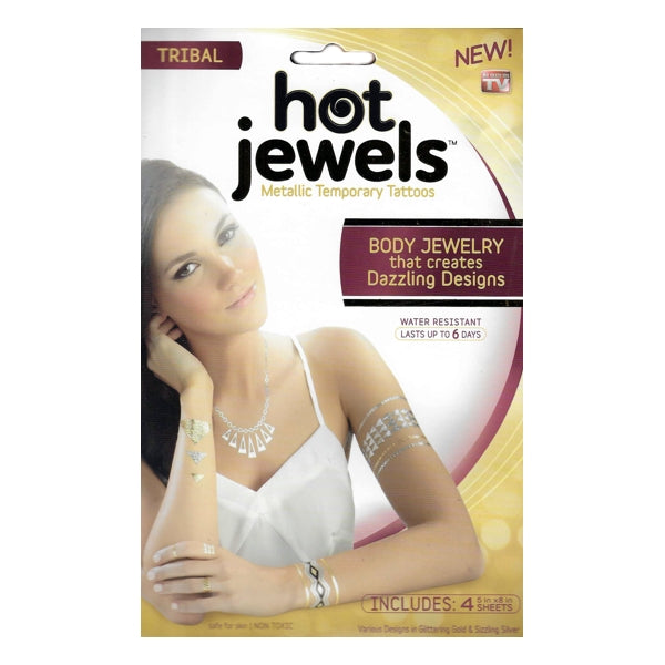 Hot Jewels Shimmer Metallic Jewelry Temporary Tattoos - Tribal (4 Sheets) As Seen On TV