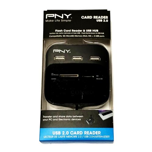 PNY Flash Card Reader/USB Hub (Black) Transfer and Share Data between PC and Electronic Devices