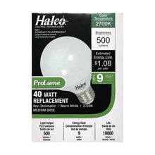 Load image into Gallery viewer, Halco ProLume 9W Decorative Globe G25 CFL Bulb - Warm White (1 Count) 40W Replacement
