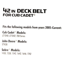 Load image into Gallery viewer, PowerCare 42&quot; Deck Belt (1/2&quot; x 96.5&quot;) Fits Cub Cadet, MTD, etc.
