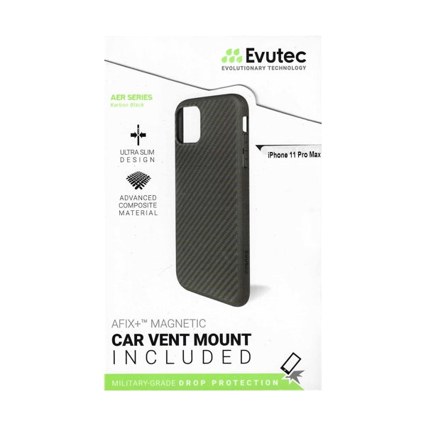 Evutec iPhone 11 Pro Max AER Series Karbon Protective Case with Car Vent Mount (Black)