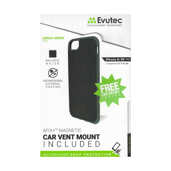 Evutec iPhone 8 AERGO Series Karbon Protective Phone Case with Car Vent Mount (Black) Also fits iPhone SE, iPhone 7, iPhone 6/6s