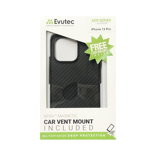 Evutec iPhone 13 Pro AER Series Karbon Protection Case with Car Vent Mount - Textured Design (Blue) Fits iPhone 13 Pro