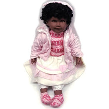 Load image into Gallery viewer, Golden Keepsakes Collectible 22&quot; Vinyl Baby Doll with Black Curly Hair - Nataska (DVM22-9618H) Heirloom Edition with Certificate of Authenticity
