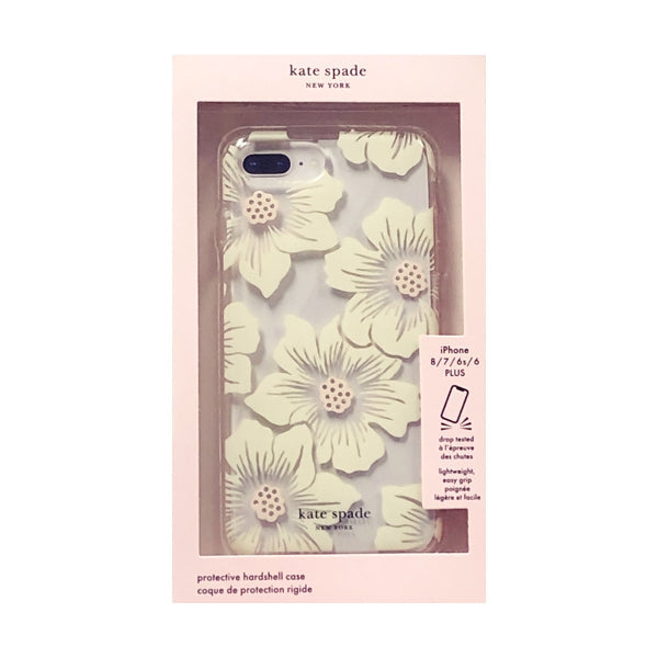 Kate Spade iPhone 8 Plus Protective Hardshell Phone Case - Clear/Hollyhock Floral (KSIPH-056-HHCCS) Also fits iPhone 7 Plus, iPhone 6/6s Plus