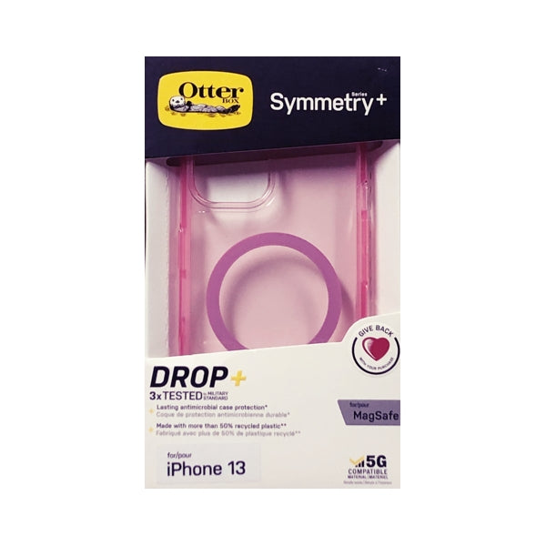 OtterBox iPhone 13 Symmetry+ Series Antimicrobial Phone Case - Transparent Pink (77-86137) For MagSafe