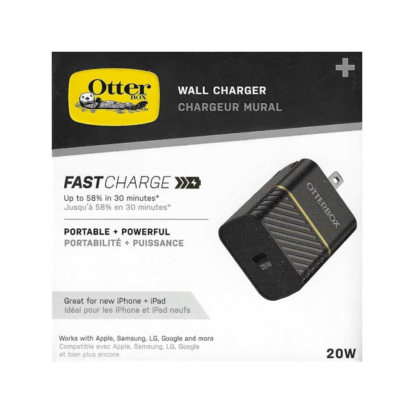 OtterBox Universal USB-C Fast Charge Wall Charger Port - Black (20W) Up to 58% in 30 Minutes