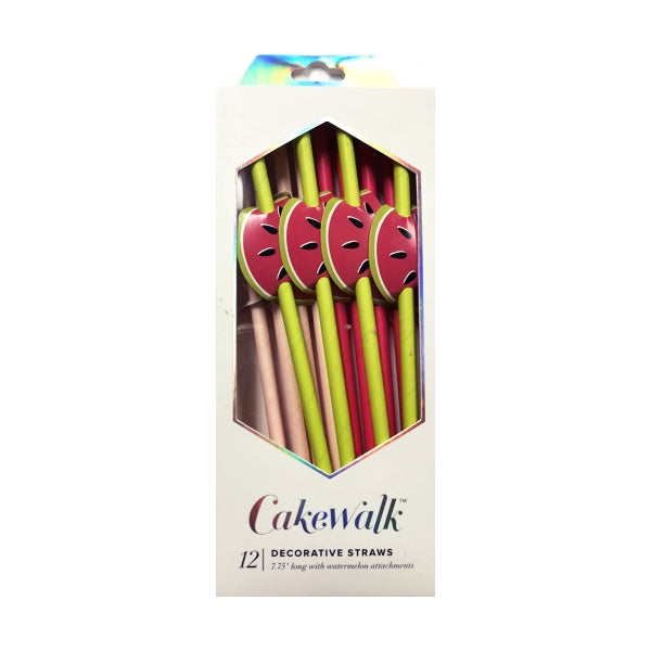 Cakewalk Decorative Party Straws - Watermelon (12 Pack)