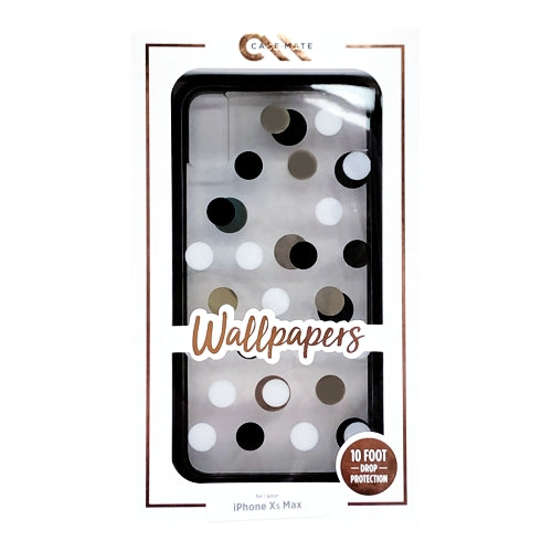 Case-Mate iPhone Xs Max Wallpapers Case Cover (Black/White/Metallic Dots) 10 Foot Drop Protection