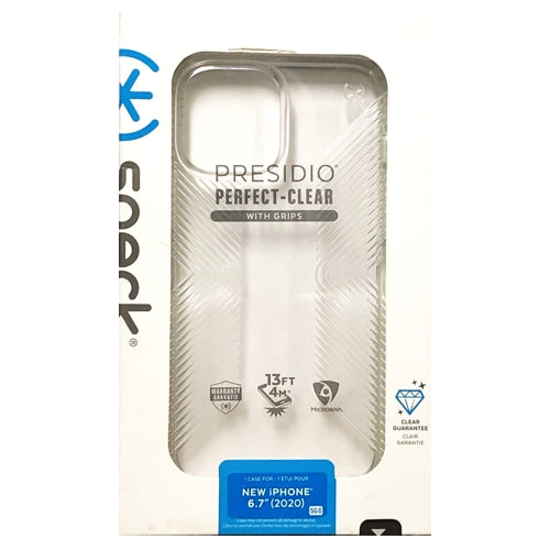 Speck iPhone 12 Pro Max Presidio with Grips Protective Phone Case (Clear) For iPhone 12 Pro Max