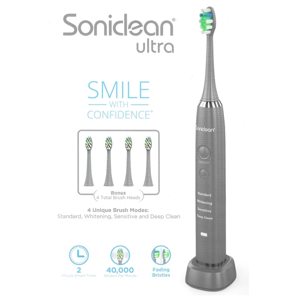 Soniclean Ultra Rechargeable Toothbrush Kit (Includes 4 Replacement Brush Heads)