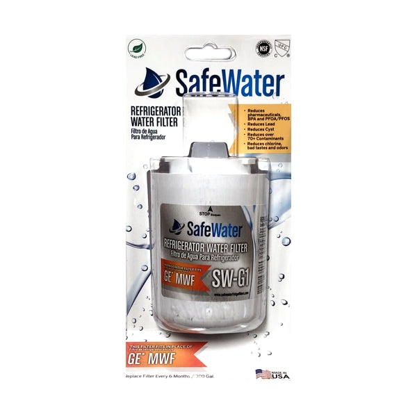 SafeWater Refrigerator Water Filter Replacement for GE, Kenmore, Hotpoint Refrigerator Water Filtration Systems (SW-G1)
