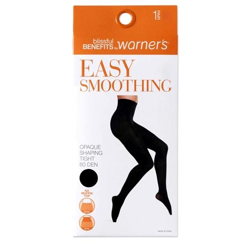 Blissful Benefits Easy Smoothing Opaque Shaping Pantyhose - Black (1 Pair) Select Size