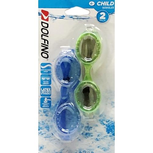 Dolfino Latex Free Child Swim Goggles (2 Pack)